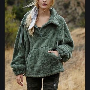 Free People Big Sky Faux Sherling Pullover Fuzzy Sweatshirt